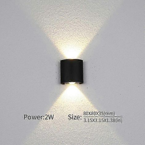 Lámpara de pared LED, bombilla LED para exteriores, sensor de movimiento, resistente al agua IP66, luz de pared para porche, jardín, sala de estar, escaleras (luz natural, 2W, negra, sin sensor).