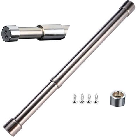 TuseRxln Tringle à vêtements - Tige Extensible - Conception Télescopique en Acier Inoxydable pour Salle de Bain et Cuisine - 1 Pièce - Argent (1/4)