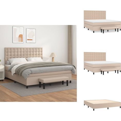 Sommier à lattes de lit avec matelas Cappuccino 180x200 cm - Lit À Sommier Tapissier - Lits À Sommier Tapissier - Lit - Meuble De Chambre À Coucher (1/5)