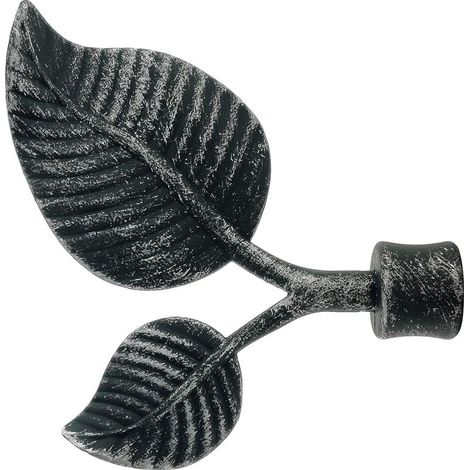 Doppelflügeliger Zierknopf für Gardinenstangen mit einem Durchmesser von 18-20 mm, 2 Stück aus Aluminium (schwarz und silber) (1/5)