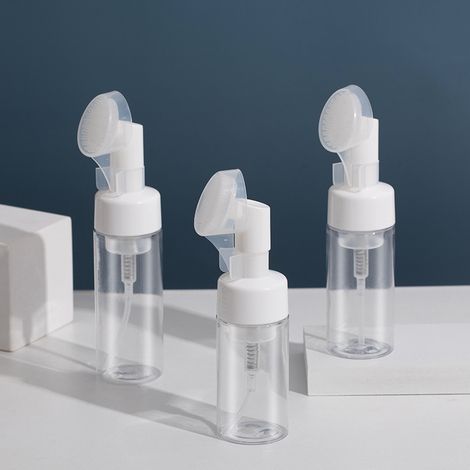 Lntyq Stück 100 ml mit Bürste, Pumpspender für Gesichtsreiniger mit Silikonschaum-Massagebürstenkopf, Flüssigkeitsspender für unterwegs (1/5)