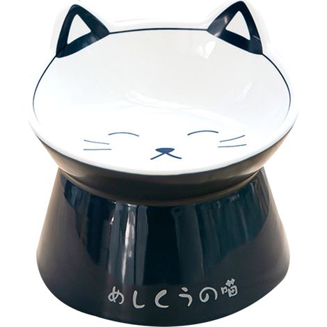 Gamelle en céramique pour chat, design élégant, anti-déversement, conçue pour protéger les vertèbres cervicales des chiens. (1/4)