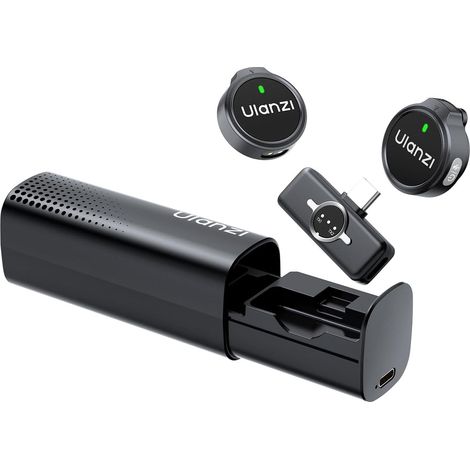 A21 Microphone Cravate Magnétique sans Fil pour iPhone 17-15 Android, 100m Portée et 360° Capture, Réduction du Bruit AI, USB-C/Audio Hi-FI/Autonomie 30h, Micro Lavalier pour Vlogging/Youtuber (1/5)