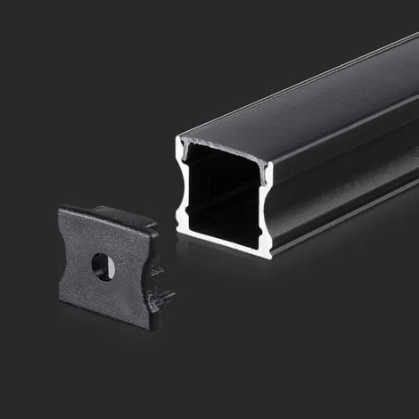 Perfil de aluminio V-TAC para tiras LED, negro, 2000 x 17,2 x 14,4 mm