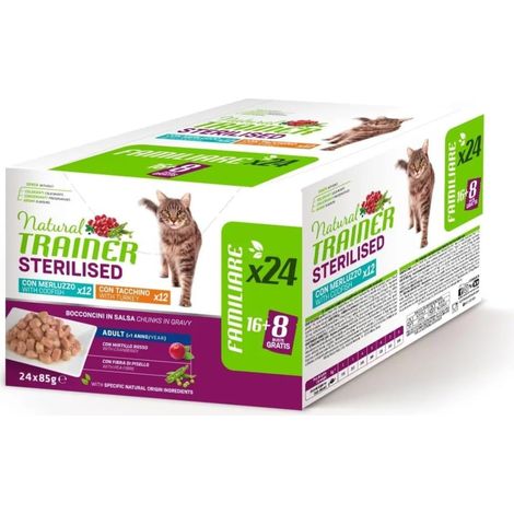 Natural Trainer Gatto 24x85gr Sterilised Tacchino & Merluzzo (1/3)