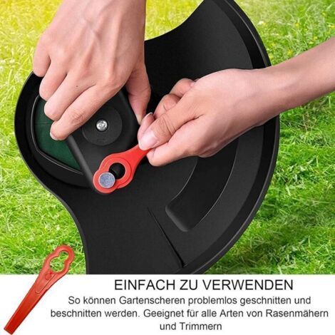 Lot de 100 lames en plastique de rechange, lames en plastique pour tondeuse à gazon pour jardin et coupe-herbe (rouge)--TRIMEC (1/3)