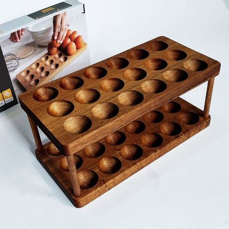 Boîte de rangement pour œufs  Porte-œufs de comptoir  Plateau à œufs double niveau (1/4)