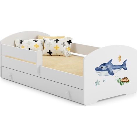 Lit d'enfant LUK avec tiroir et tringle 70x140 Shark