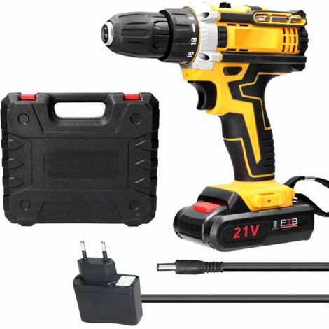 Perceuse-visseuse sans fil 21V avec 1 batteries 1.2mAh 2 vitesses 18 couples réglables pour perçage bois et métal (1/5)