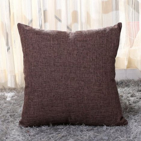 Taies d'oreiller épaisses en lin - Lot de 2 - Taies carrées 50 x 50 cm - Taies d'oreiller d'extérieur - Décoration intérieure - Fermeture éclair invisible - Convient pour canapé-lit, bureau - Marron (1/5)