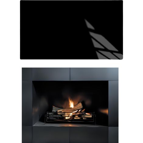 BASE DE CRISTAL PARA CHIMENEA, VIDRIO TEMPLADO NEGRO CABRA. DIMENSIONES: 52 x 30 cm. (1/5)