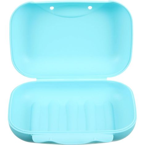 Porte-savon portable en polypropylène bleu . Contenant à savon pratique et étanche , idéal pour les (1/5)