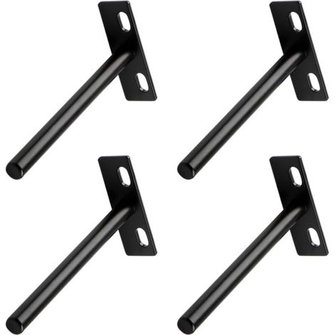 Confezione da 4 staffe per mensole galleggianti invisibili a forma di T nere resistenti per mensole in legno nascoste (1/4)