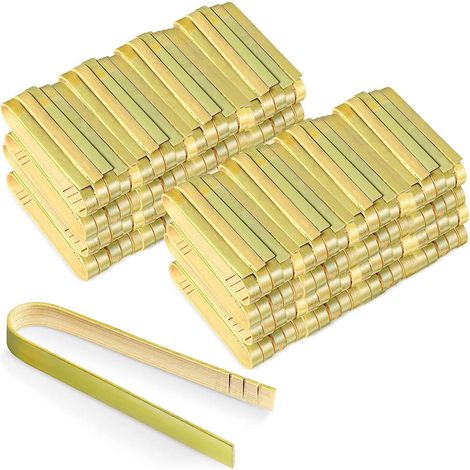 Lot de 120 mini pinces en bambou Petites pinces en bois jetables Toast Pinces en bambou Ustensiles de cuisine Petite pince en bois Cuisine Restauration Buffet Ménage Couverts 4 pouces (1/5)