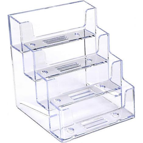 Set mit 2 Acryl-Visitenkartenhaltern – Transparente Tischaufsteller mit 4 Fächern für Visitenkarten – Acryl-Kartenorganizer für die Arbeitsfläche