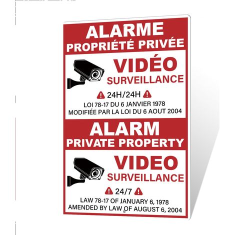 Panneau de Vidéosurveillance, Décoration Murale, Alarme de Vidéosurveillance Panneau en Métal, pour Clôture, Portail, Porte de Garage (1/5)