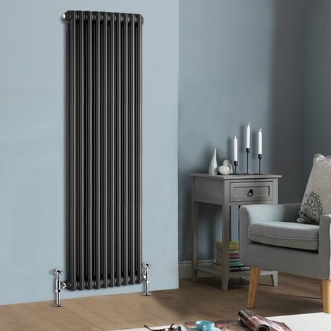 NRG Cast Iron Style Radiator Traditional Anthracite Central Heating Rads Vertical 2 Column 1800x470mm