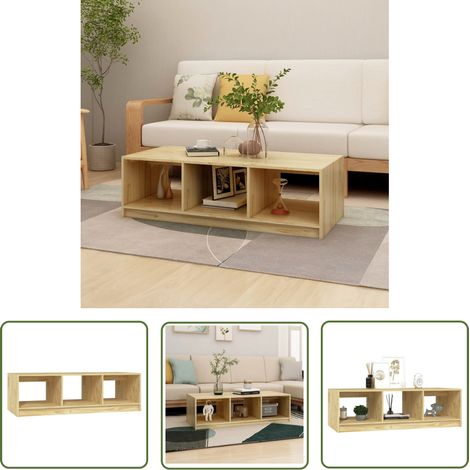 The Living Store Table basse 110x50x34 cm Bois de pin massif - Table Basse - Meuble Salon - Table D'appoint - Bois Massif - Pin (1/5)