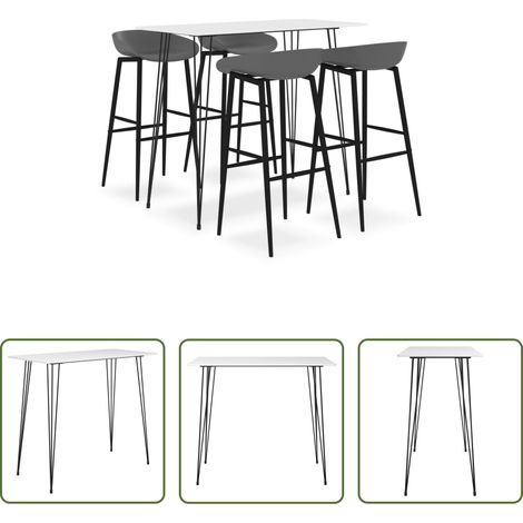 Tabouret de bar - Ensemble de bar 5 pcs Blanc et gris (1/5)
