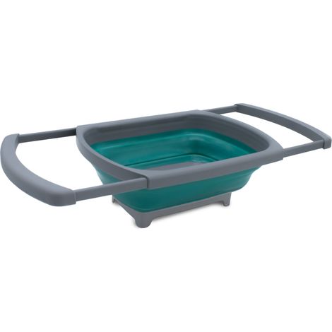 Camping Waschbecken 38 x 26 cm faltbar - 5 L - Silikon Waschwanne mit Griffen und Ablauf - Allzweck Outdoor Spülschüssel Spülbecken für Ausflug Festival Picknick Falt Wasch Schüssel