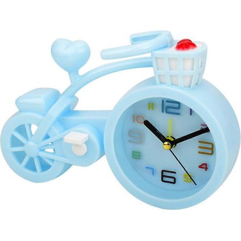 Horloge en forme de moto, réveil de bureau original, cadeau de rentrée scolaire, bleue. (1/4)