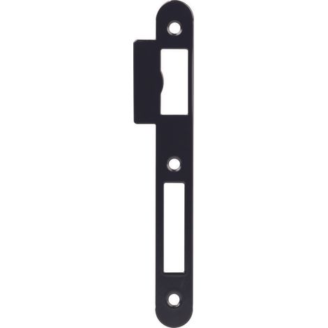 Vachette – Gâche plate pour serrure D351/D353/D355 – Dimensions 175 x 20 x 2 mm – Finition noire élégante – Bouts ronds pour intégration porte