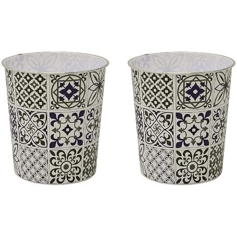 Mosaic Navy Waste Paper Bin, Set of 2 (1/4)