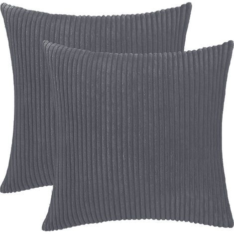 Housse Coussin Velours - 2 pièces, Housse Coussin Velours Gris Foncé 40x40cm - Rayée (1/5)
