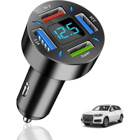 4 Ports Chargeur Voiture USB 66W, Chargeur Allume Cigare USB A, Charge Rapide, avec Voltmètre LED pour iPhone, iPad, Samsung, Smartphones, Tablettes - Accessoires Automobile (1/5)