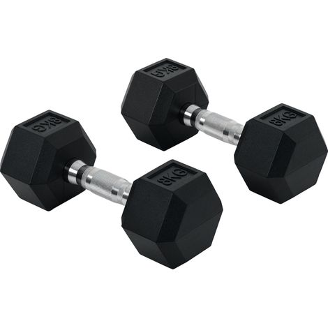 Mancuernas hexagonales, mango texturizado, construcción de hierro fundido, T0002-01-12991 (1/2)