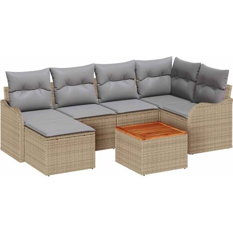 Maison Exclusive - Gartensofa-set 7 pcs Beige und Hellgrau Poly-R