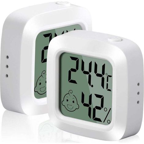 Digitales 2-teiliges Hygrometer, digitales Thermometer und Hygrometer, elektrisches Hygrometer mit Komfortanzeige und Montagemöglichkeit für Zuhause, Büro und Abstellraum - Crezuo