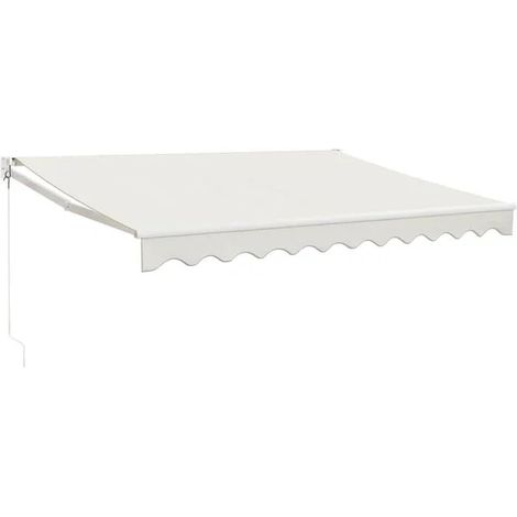 Store banne rétractable beige, 3 x 2,5 mètres, en tissu et alliage d'aluminium. (1/5)
