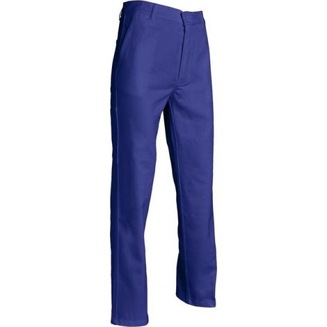 Pantalon de Travail Homme 100% Coton Bleu Bugatti - 4 Poches - Braguette Boutons - BTP Artisanat Industrie - Taille 48