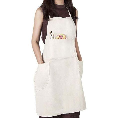 Tablier en toile pour adulte, style peintre, 3 poches, 77 cm, naturel, 66 cm (1/4)