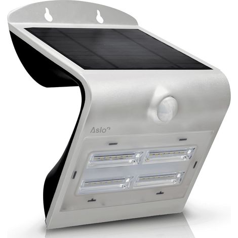 Projecteur Led Mural Solaire 14 x 10.9 x 21.2 cm GRIS Détecteur de mouvements 3.2W 400 Lm ASLO (1/4)