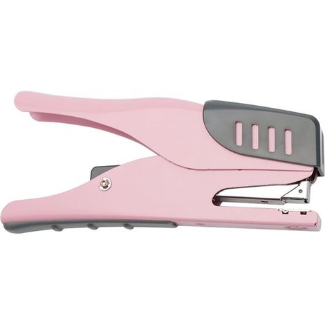 Grapadora de mano, rosa, alicates, grapadora, fácil de usar, grapadora resistente, capacidad para 25 hojas, material escolar y de oficina (rosa) (1/5)