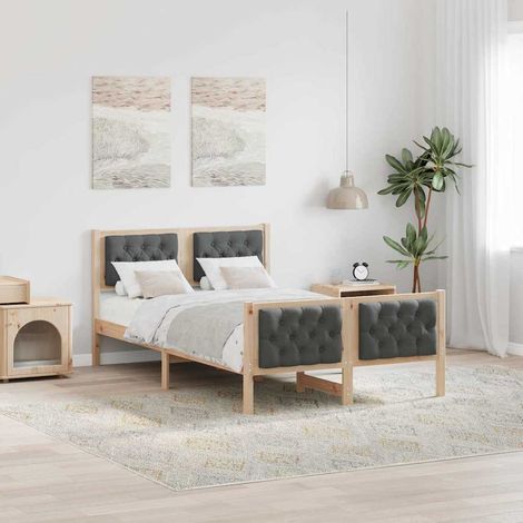 Estructura de cama con cabecera Gris oscuro 120 x 200 cm