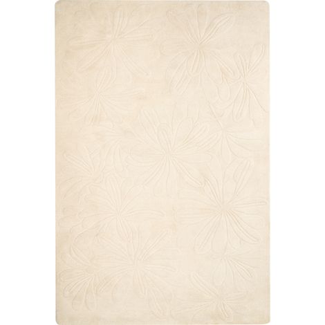 Alfombra de lana hecha a mano forma rectangular estilo moderno 200 x 300 cm beige claro Chennai