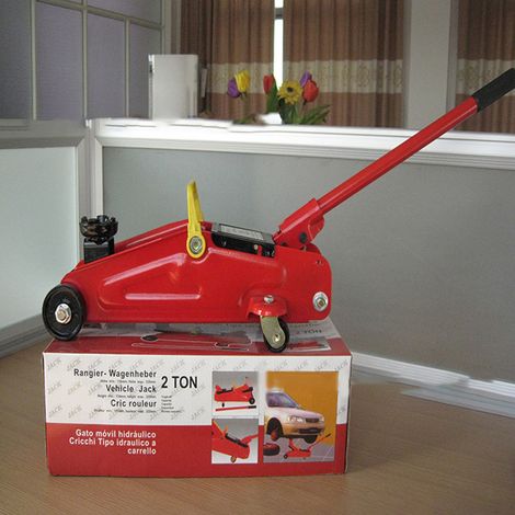 Cric hydraulique 2 tonnes horizontal manuel portable, métal durable robuste, vérin industriel résistant pour garage, atelier et usage domestique. (1/5)