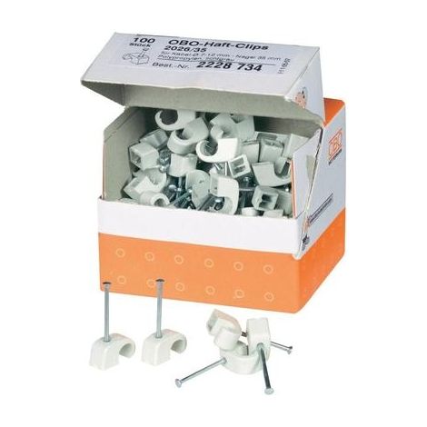 OBO Bettermann Clip de adherencia 7-12mm, L35 polipropileno gris claro RAL 7035, 2228734