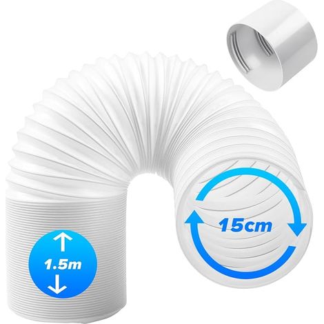 Manguera de escape portátil para aire acondicionado de 1,5 m Ø150 mm con adaptador, manguera flexible para kit de aire acondicionado móvil, manguera de escape universal para aires acondicionados, seca (1/5)