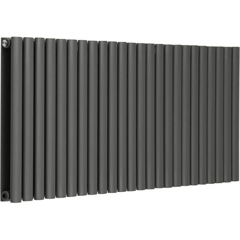 Warmehaus Oval Anthracite Radiator Horizontal Double 600x1416mm