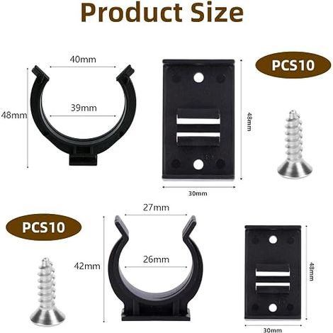 clips de plinthes avec vis pour plinthe de 38 à 42 mm – Kit de fixation universel pour plinthes de cuisine et pieds de meubles – Noir (1/4)