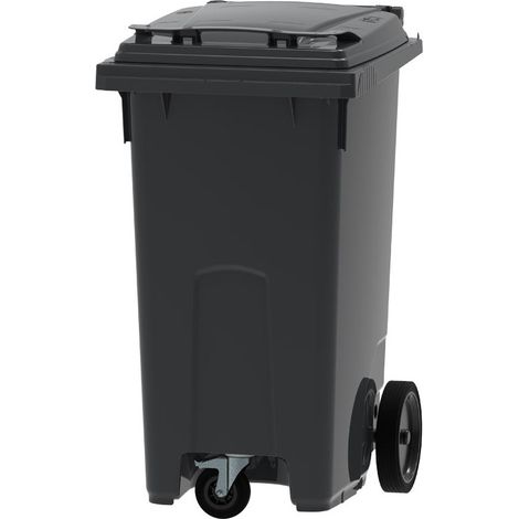 ESE France Conteneur Poubelle à déchets 3 roues - 240L - Robuste et Professionnel - 100% Recyclé - Gris - Fabriqué en France