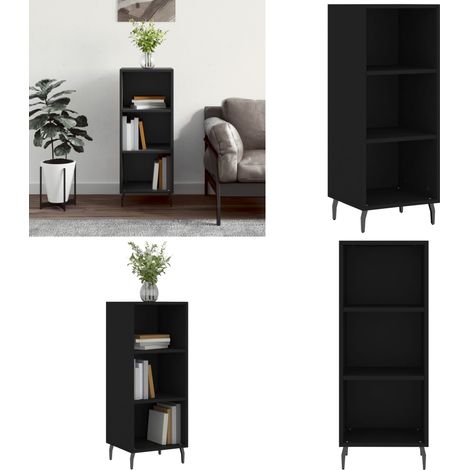 Buffet noir 34,5x32,5x90 cm bois d'ingénierie - Buffet Noir - Meuble Rangement - Armoire Design - Mobilier Salon - Commode Moderne - Home & Living (1/5)