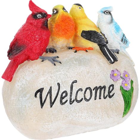 1 Pc Signe De Bienvenue D'oiseau Lampes Solaires pour Colibris Carillons Éoliens pour L'extérieur Carillons Éoliens Colibris Panneau De Bienvenue Extérieur Maison Décor Pôle Résine (1/5)