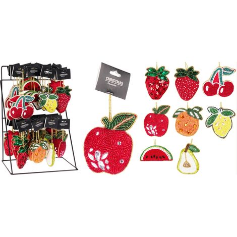 Decorazione natalizia appendibile frutta 10cm - multicolore assortito