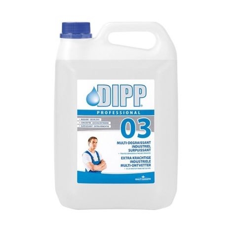 DIPP N°03 Dégraissant nettoyant industriel surpuissant concentré pour graisses, huiles et taches tenaces 5L
