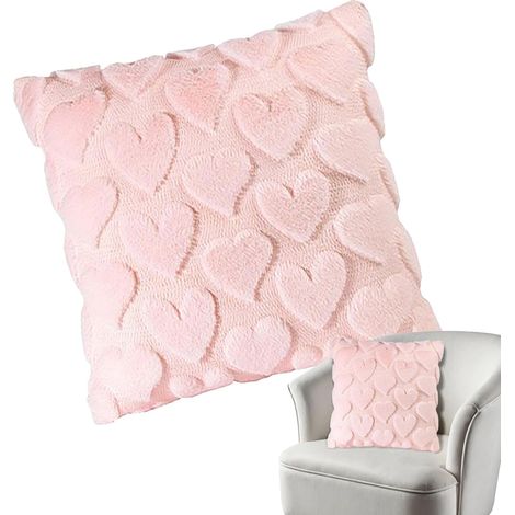 Housses De Coussin Rose 46x46 cm Décorations Douces pour la Saint-Valentin Housses De Coussins En Cœur Pour La Décoration De Canapé Pour Fête Pendaison De Crémaillère Couples Maison Chambre Cana (1/5)